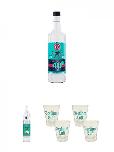 Berliner Luft Strong Extra Starker Pfefferminzlikör 40% 0,7 Liter + Berliner Luft Magnum Flasche Das Original 3,0 Liter + Berliner Luft Shot Glas 4cl 2 Stück + Berliner Luft Shot Glas 4cl 2 Stück
