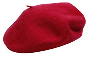 XueXian(TM) Kinder Barett Einfarbig Wolle Baskenmütze Wintermütze(Rot)