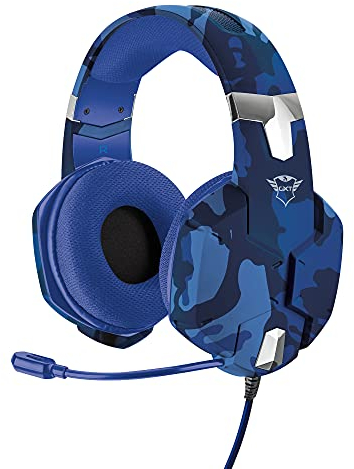 Trust Gaming Casque Gamer PS4 et PS5 GXT 322B Carus Casque Micro pour Consoles PlayStation 4 et 5, Filaire, avec Jack 3.5 mm, Oreillettes Confortables, Microphone Flexible, Câble de 1 m - Bleu
