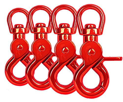 Ganzoo Scherenkarabiner-Haken mit Drehgelenk, Schnappkarabiner/Wirbelkarabiner Triggerhead für Hundeleine, Hundehalsband & Paracord 550, Rot, 60 mm, 10 mm Öse, 4 Stück