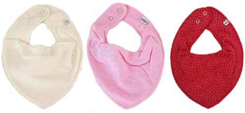 Pippi Halstuch 3er Pack Baby Dreieckstücher Halstücher (Creme Dots Rosa Rot)
