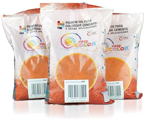KITS tres bolsas de 700 g. Easy Color pigmento Naranja 906. Pigmento para cemento, mortero y hormigón (Naranja)