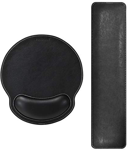 MAIDERN PU Leder Tastatur Handgelenkauflage und Mauspad mit Handgelenkstütze, Memory Foam Set Langlebig und komfortabel und leicht für einfaches Tippen und Schmerzlinderung - Schwarz