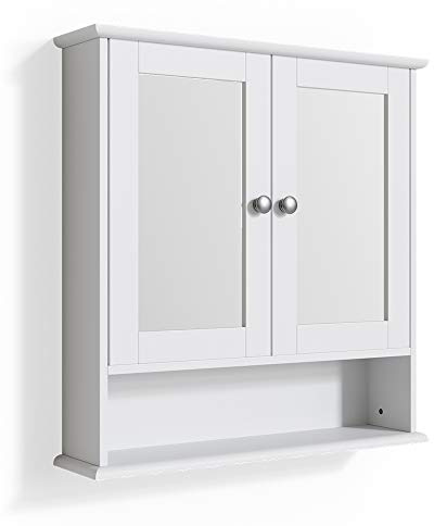 Vicco Badspiegelschrank Bianco, Weiß, 56 x 58 cm | zur Wandmontage mit integriertem Spiegel und Ablageflächen