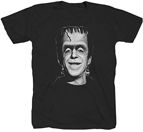Camiseta de manga corta, diseño con texto en inglés Herman Munster Frankenstein Addams Family Dracula, color negro Negro S