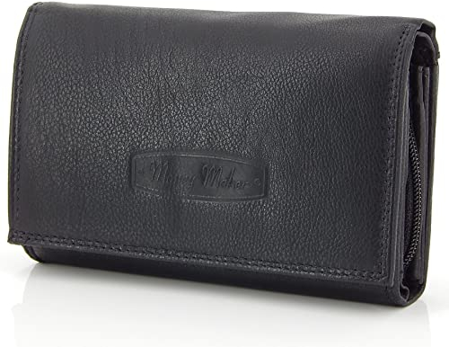 ekavale Geldbörse Damen Leder mit RFID-Schutz 25 Fächer Damen Portemonnaie Lang (Schwarz)