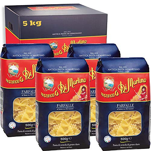 Farfalle | 5kg Maxi Formato | Antica Pasta di Gragnano Igp | Pastificio Di Martino | Confezione 10 Pezzi da 500Gr | Eccellenza della Campania | 100% Grano Italiano | Idea Regalo