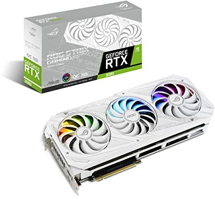 ASUS ROG Strix NVIDIA GeForce RTX™ 3090 White OC Edition Carte Graphique de Jeu (PCIe 4.0, 24 Go GDDR6X, HDMI 2.1, DisplayPort 1.4a, schéma de Couleurs Blanches, Design de Ventilateur axial-Tech,