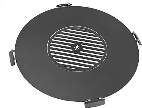 Grillplatte für Feuerschale Ø 82 cm mit Grillrost 40 cm und 4 Griffen Platte zum Grillen aus Stahl CookKing