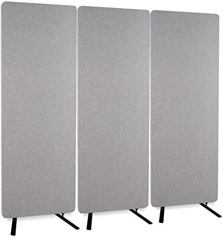 Pronomic DiviRoom-162 GY Raumtrenner 3X Set, Leicht aufzustellen, 9 kg | Mobiler Sichtschutz und Raumteiler für Beruf und zu Hause, Paneele aus Polyesterfaser, Grau melierter Textilbezug, 9 kg