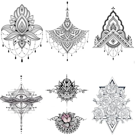 6 Bögen Underboob Tattoo Brust Tattoo Blumen Tattoo Set Taylor 6