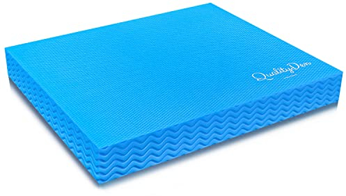 Quality Den Balance Pad, Rutschfester Weichschaum, Balancekissen für Stabilität und Koordination - Hilft, die Tiefenmuskulatur zu Stärken - Inklusive e-Übungshandbuch (40x34x5 cm, Blau)