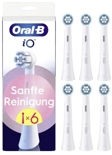 Oral-B iO Aufsteckbürsten Sanfte Reinigung, Weiß, 6 Stück | Original Zahnbürstenaufsatz für Elektrische Zahnbürste, Zahnbürstenköpfe für Empfindliches Zahnfleisch Und Zähne
