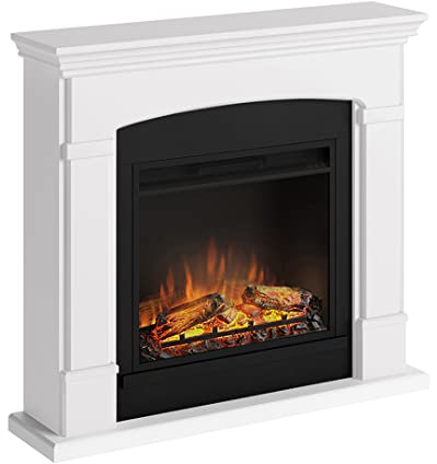 TAGU Helmi Elektrokamin – Elektrischer Standkamin mit Heizung, 1500W, 7-Tage Programmierbar, Digital Thermostat, Fernbedienung (Reines Weiß)