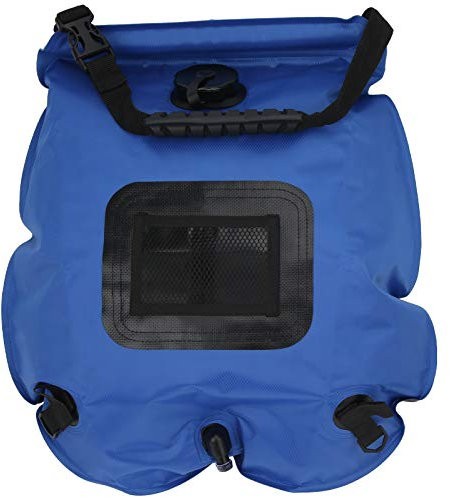 BTER Camping-Duschtasche, 5 Gallonen / 20 l Fassungsvermögen, Solardusche, Solarheizung, tragbare Dusche mit Griff, Duschkopf, Thermometer, Netztasche für Strand, Schwimmen, Outdoor, Reisen, Wandern