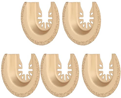 Changor Hoja de sierra oscilante, carburo de tungsteno multiherramienta accesorios, multiherramienta oscilante electroforesis de superficie dorada, 5 unidades para cerámica