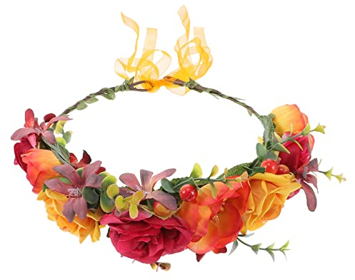 FRCOLOR Haarreif Für Frauen Und Mädchen Party-fake-kranz-stirnband Braut-rosen-kopfbedeckung Leuchtend Orange Strapazierfähig Vielseitig Einsetzbar Für Hochzeit Verlobung Bühnenauftritte