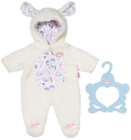 Baby Annabell Sheep Onesie 709825 - Clothing Items & Accessories for Dolls up to 43cm - Features Hood with Sheep Ears - Includes Clothing Hanger - Suitable for Kids from 3+