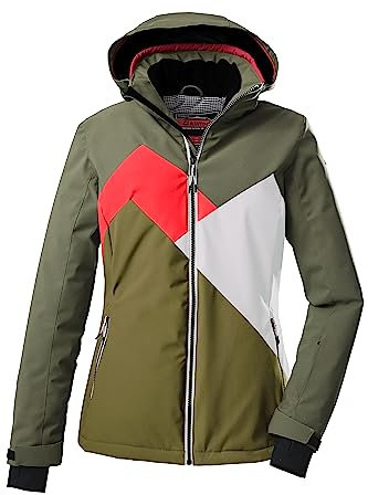 killtec Damen Skijacke/Funktionsjacke mit abzippbarer Kapuze und Schneefang KSW 83 WMN SKI JCKT, oliv, 50, 38622-000