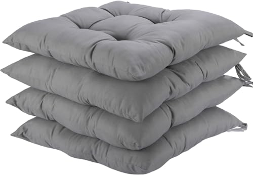 HAMO Dining Chair Seat Pad Cushions Set of 4, 38x38 cm, 15x15 inches (Grey)