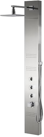 KOLMAN Duschpaneel Edelstahl mit Kopfbrause Stahl NEO Thermostatisch Duschsystem Duschsäule