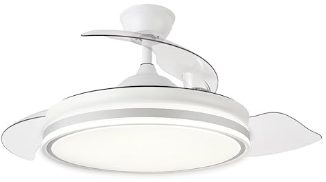 YOEVU EOS PLUS - Ventilador de Techo con Luz | Compatible con Alexa | Motor DC Silencioso 6 Velocidades | Aspas Retráctiles | Luz Regulable 7200 lm | Control App y Remoto, Metal