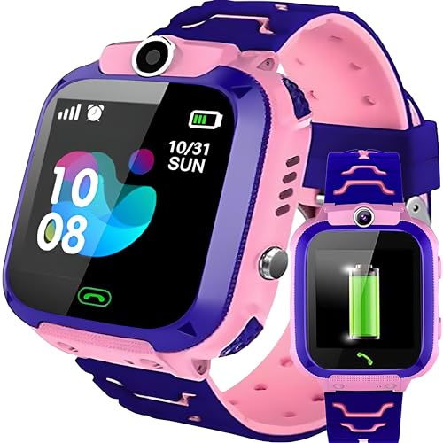 Retoo Montre Intelligente pour Enfants, Garçons et Filles, GPS, SOS, Appel, Téléphone Portable, Musique, Réveil, Mode Scolaire, Lampe de Poche