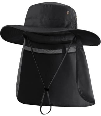 Magracy Mens UPF 50+ Wide Brim Sun Hat with Neck Flap UV Protection Mesh Safari Hat Fishing Hat