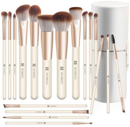 Makeup Brushes HEYMKGO 18 Pieces Professional Makeup Brush Set, Foundation Eye Shadow Eyebrow Blush Brushes Make Up Brush Kit Synthetic Bristles with Storage Gift Box