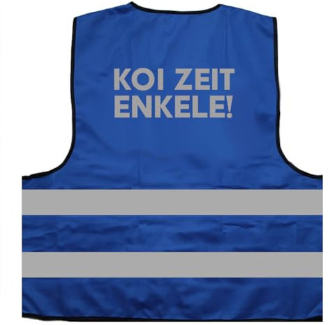Koi Zeit, Enkele - Schwäbisch Geschenk zur Rente Warnweste BZW. Signalweste mit reflektierendem Aufdruck - Größe L/XL, Blau