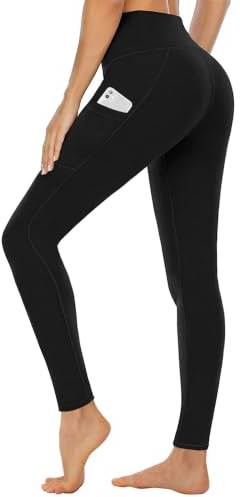 CAMPSNAIL Leggings for Women UK with Pockets High Waisted Trousers for Yoga | Ladies sport stretchy leggings, Soft tummy control pants for hiking, Compression legging for running, 3 Pack black trousers