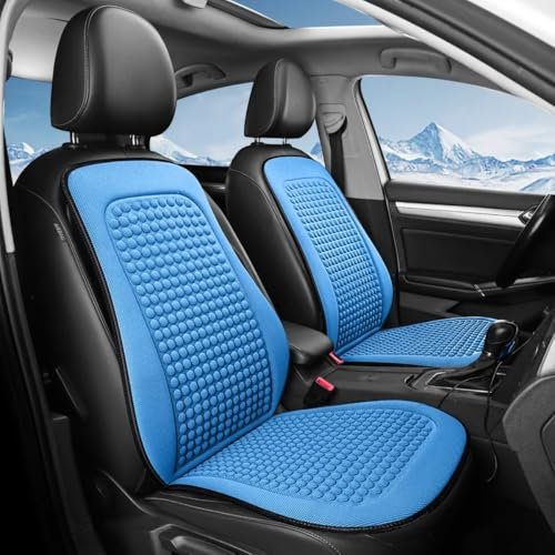 LHZPGC Autositzbezug Kühlkissen für Vw Passat B5 2003-2007, Eisseide/atmungsaktive Fahrzeugstuhl-Rückenlehnenschutz-Pad-Matte,C-Blue-2 Set Cushion