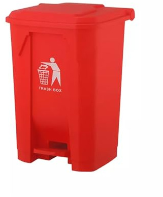 DUAS Recycling Pedal Bin Waste Trash Can for Kitchen & Home Office - Durable Plastic Rubbish Dustbin in 30L, 50L, 80L Sizes - Multiple Colors Available (Red, 50 Litres)
