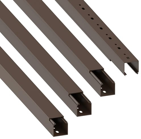 Habengut | Kabelkanal (mit Montagelochung im Boden) 40x40mm aus PVC, Länge 4 m (4 x 1 m Länge), Braun