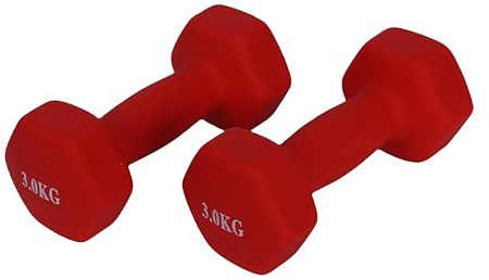 Endless Neoprene Coated Fixed Dumbbell for Gym Exercises | Material : Iron | Weights for Women and Men, Red
