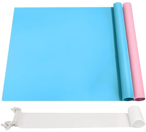 2 Stück Silikonmatte 70x50 cm, Silikonmatte für Epoxidharz (Rosa/Blau) | Bastelunterlage, Silikon Bastelmatte, Malunterlage für Kinder, Mehrzweck Antihafte Rutschfeste Silikon Unterlage, Platzset