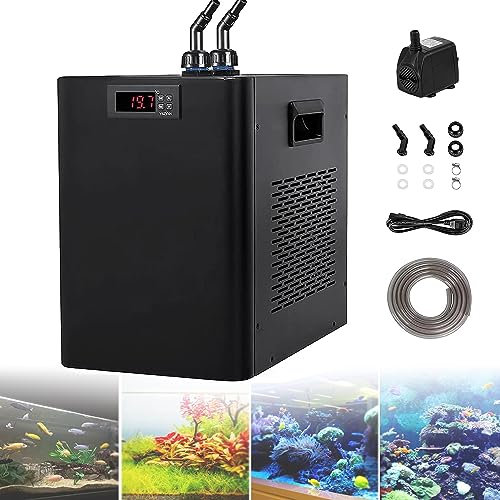 Qiang Enfriador De Acuario,Enfriadores Agua,Enfriador Hidropónico Enfriador De Peceras Fácil Ajuste Temperatura con Bomba/Manguera,para Hidroponía,Arrecife Coral,Pecera Dulce Y Marina,160L/42GAL