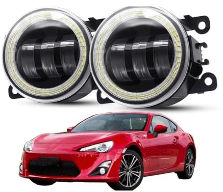 ODKBFG Phare Avant Ensemble De Phares Antibrouillard Angel Eye, 2 Pièces, Pour Toyota 86 GT86, Pare-choc Avant De Voiture, Lentille LED, Feu De Jour DRL 30W 6000LM 12V Feux Avants(Blanc)