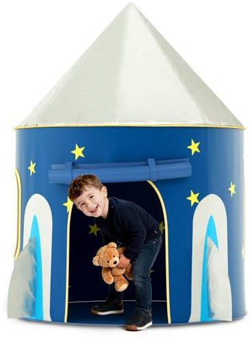 KORIMEFA Kids Play Tent Indoor Outdoor Toddler Age 1-8, Pop Up Tent Indoor Baby Boys Girls Children Toy, Princess Castle, Rockets Playhouse, Easy Assemble