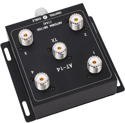 4-Way Coaxial Antenna Switch for Ham Radio – 500W PEP Remote Control Switch with SO-239 Connector, 12V DC Trigger, Compact RF Switch for HF/VHF/UHF