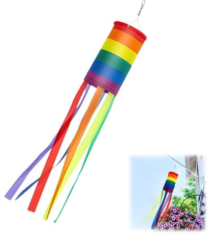 Manga de Viento Colorido, Calcetín Viento Arcoíris, Windsock Arco Iris Decoración, Bandera de Manga para Colgar al Aire Libre, Bandera Decorativa Colorida para Jardín, Patio, Tienda, Caravana, Camping