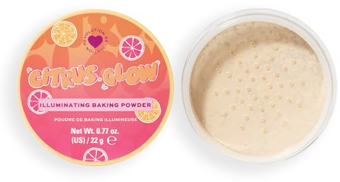 I Heart Revolution Citrus Glow Illuminating Baking Powder, Poudre Visage Éclat, Infusée en Vitamine C, Vegan & Cruelty-Free, 22g