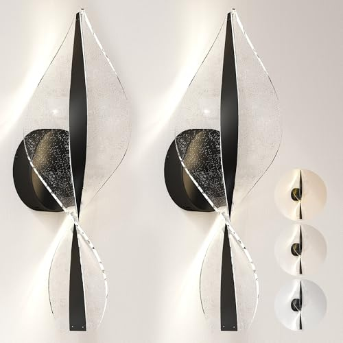 HOMCOM Led Wall Lamp 2 Pack 13W Modern Indoor Spiral Adjustable Black | Wall Light, Colour Temperature 3000K/4000K/6500K, Bedroom, Living Room, Hallway, Stairs