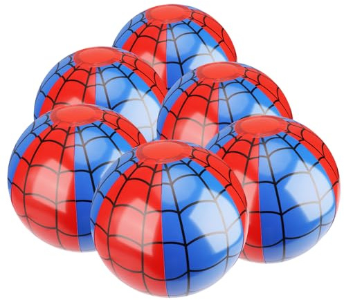 SAVITA 6pz Palloni da Spiaggia di Ragnatela, Palloni da Spiaggia Gonfiabili in PVC Blu e Rossi per Bambini Feste Attività All'Aperto Giochi Estivi in Piscina Forniture