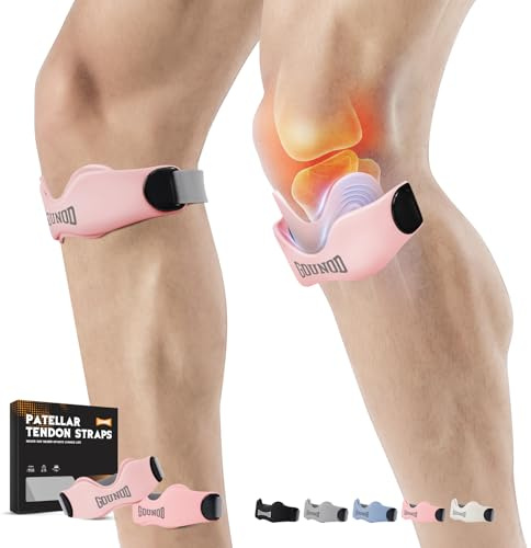 GOUNOD Osgood Schlatter - Correa de soporte para tendón rotuliano, 2 unidades, correa de silicona para aliviar el dolor de rodilla, banda de rótula para baloncesto, rodilla de saltador, tendinitis