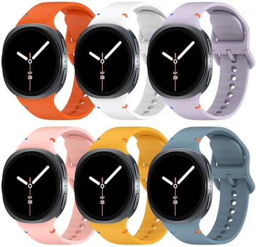BDIG 6 stycken sportarmband för Samsung Galaxy Watch 9/8 armband 40 mm 44 mm/Galaxy Watch 8 Classic 46 mm, mjukt sillikon klockarmband ersättningsarmband för män kvinnor