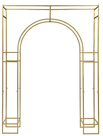 KANBCNG Arche de Mariage Support de Fond Arche en Métal Arche Carré Arche de Mariage Fond Cadre Arc Doré Extérieur Jardin Party Décor Arcs de Support pour Plantes Grimpantes 1,8 x 2,4 m