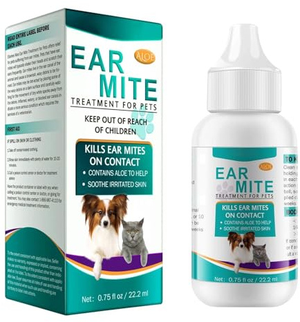 100% Natural Ear Mite Care Solution for Dogs & Cats - Gentle Cleansing Drops, Helps Relieve Itchiness & Minimize Discomfort, Veterinarian Recommended for Ear Health Maintenance.