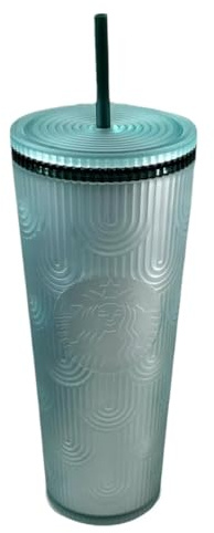 Starbucks Spring Collection 2024 Soft Touch Green Scales Tumbler Cup Drink with Straw, 680.4 g