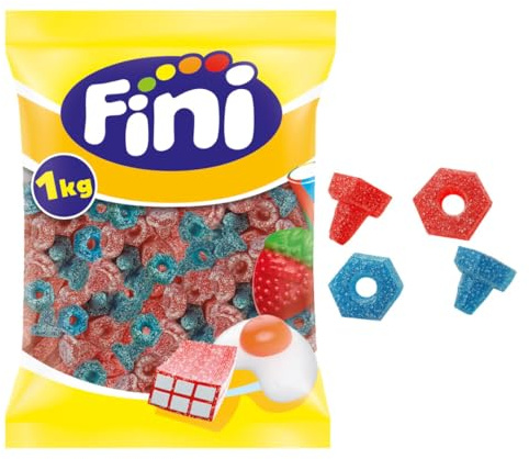iChuches - Tuercas y Tornillos Súper Ácidos Fini – Bolsa 1kg | Gominolas divertidas con sabor intenso | Chuches surtidas ideales para fiestas, cumpleaños y piñatas
